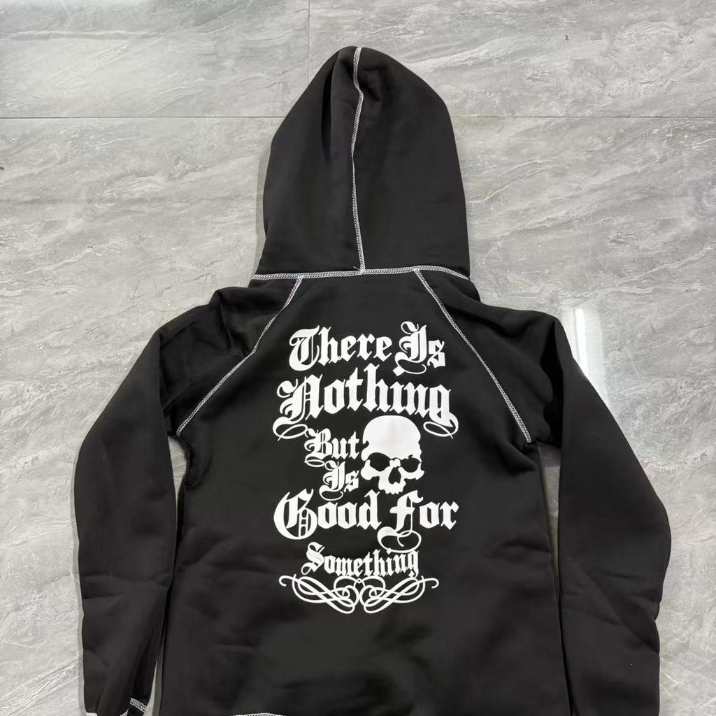 ZYLLO Fashion Retro Trend Harajuku Ins Zipper Hooded Cardigan Sweatshirt Street Punk Women Top Y2k Clothing
