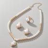 Elegant Style Artificial Pearl Jewelry Set Irregular Design Earrings Necklace Ring Set  Women