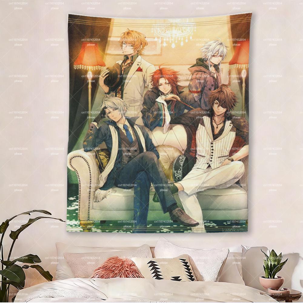 Piofiore no Bansho Group Tapestry Otome Game Characters Wall Hanging Cool Vintage Style Decor for Bedroom Dorm 74x94cm(29x37in)