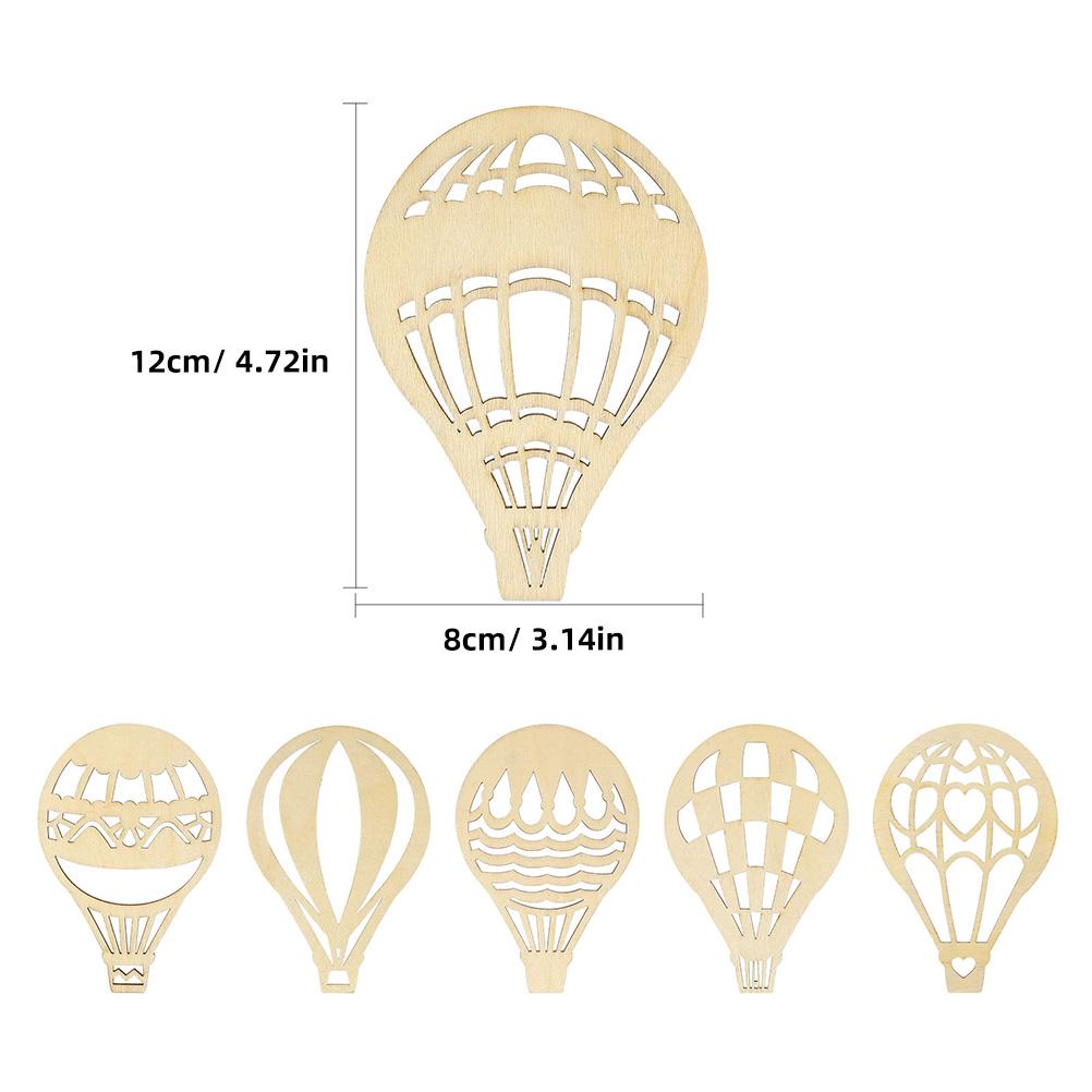 18 Pcs Hot Air Balloon Wood Chips Blank Wooden Cutout Tags Toy Carving DIY Crafts Supply Home Decorations Painting Materials