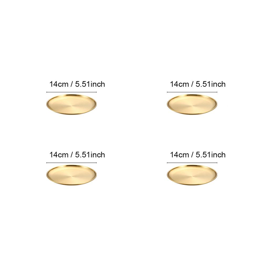4-Piece Stainless Steel Dinner Plates Round Metal Plates Serving Tray Dessert Plates Dinner Dish for Home Camping  BBQ