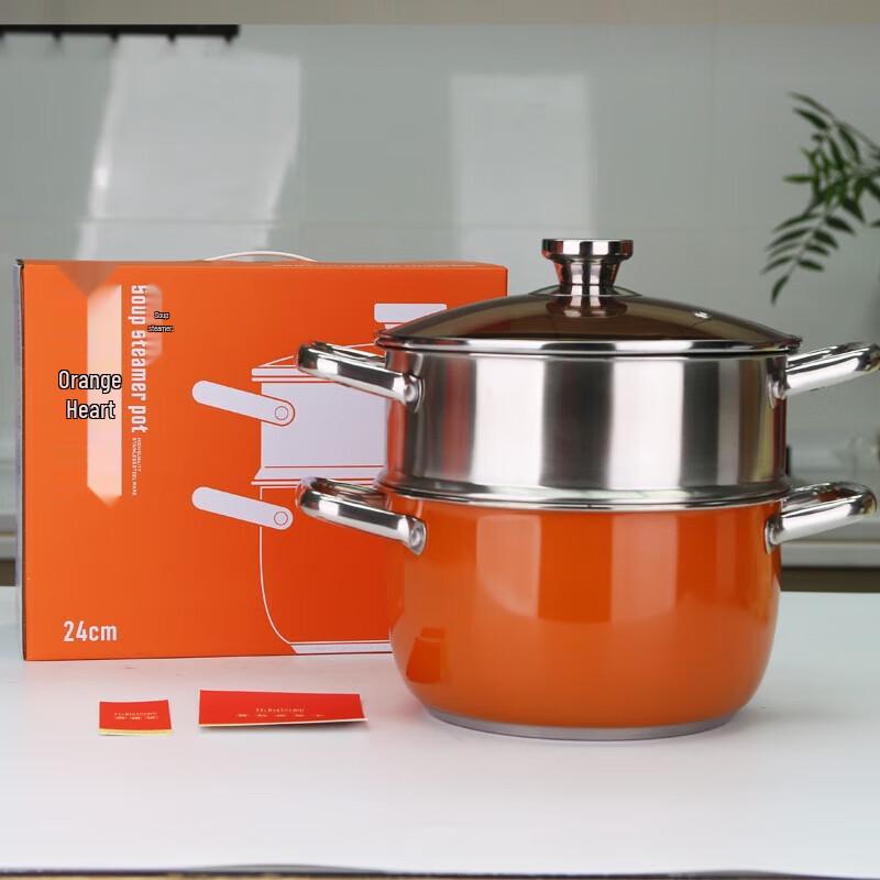 24cm 2-Layer Stainless Steel Steamer