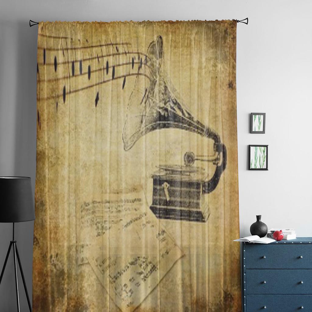 Gramophone From Physikalisches Experimentierbuch Fuer Knaben Tulle Sheer Curtains for Living Room Decor Voile Organza Curtain