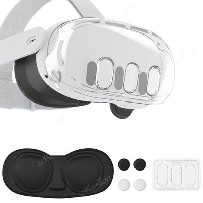 Sada příslušenství pro VR pro Meta Quest 3 Chránič objektivu Transparentní ochranný kryt proti poškrábání Krytky joysticku Krytka objektivu pro Quest3