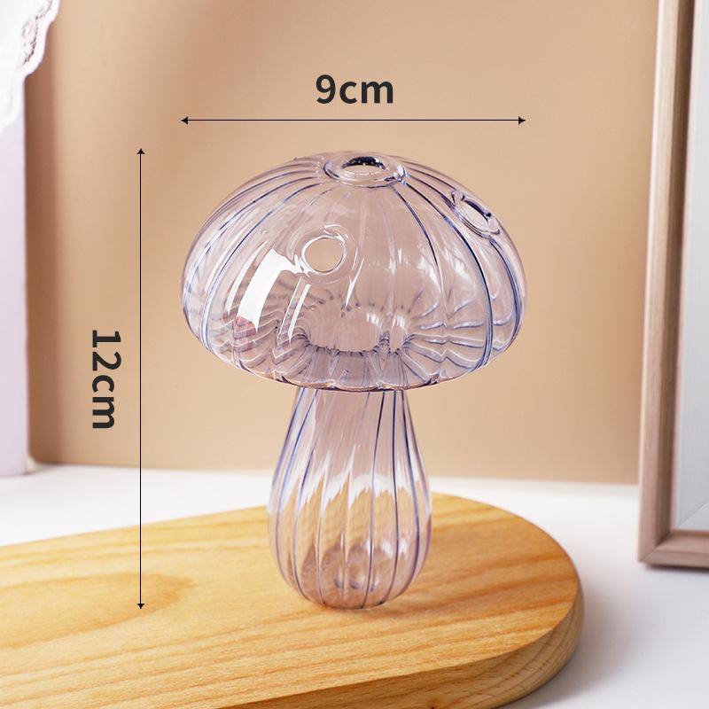 Transparent Glass Mushroom Vase - Home & Garden Hydroponic Planter, Adorable Round Pot for Summer Plants