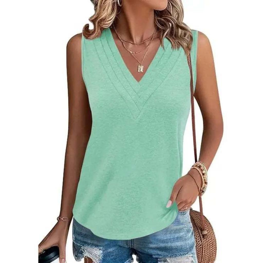 Summer Women's V-neck Sleeveless Tank Top, Loose Fit Casual & Formal Vest, Comfortable Fashion Blouse Top