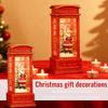 Vintage Christmas Telephone Booth Lantern With LED Flameless Candle Classic Vintage Style Santa Snowman Tree Ornament Gift