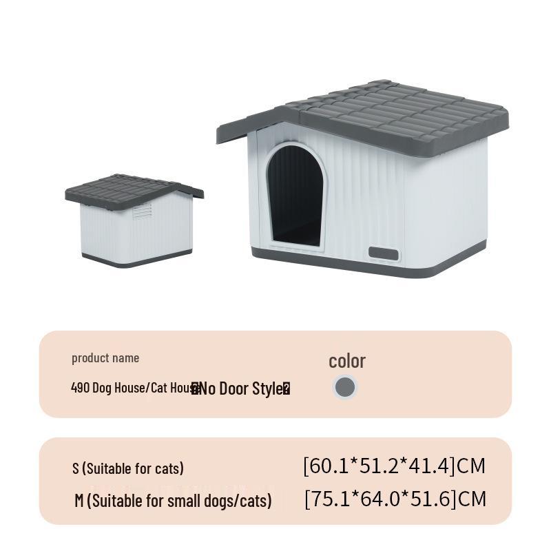 Rainproof Insulated Semi-Enclosed Small Dog House for Indoor/Outdoor Use