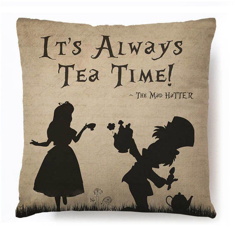 Cotton Linen Alice In Wonderland Pillow Case For A Charming Decor**