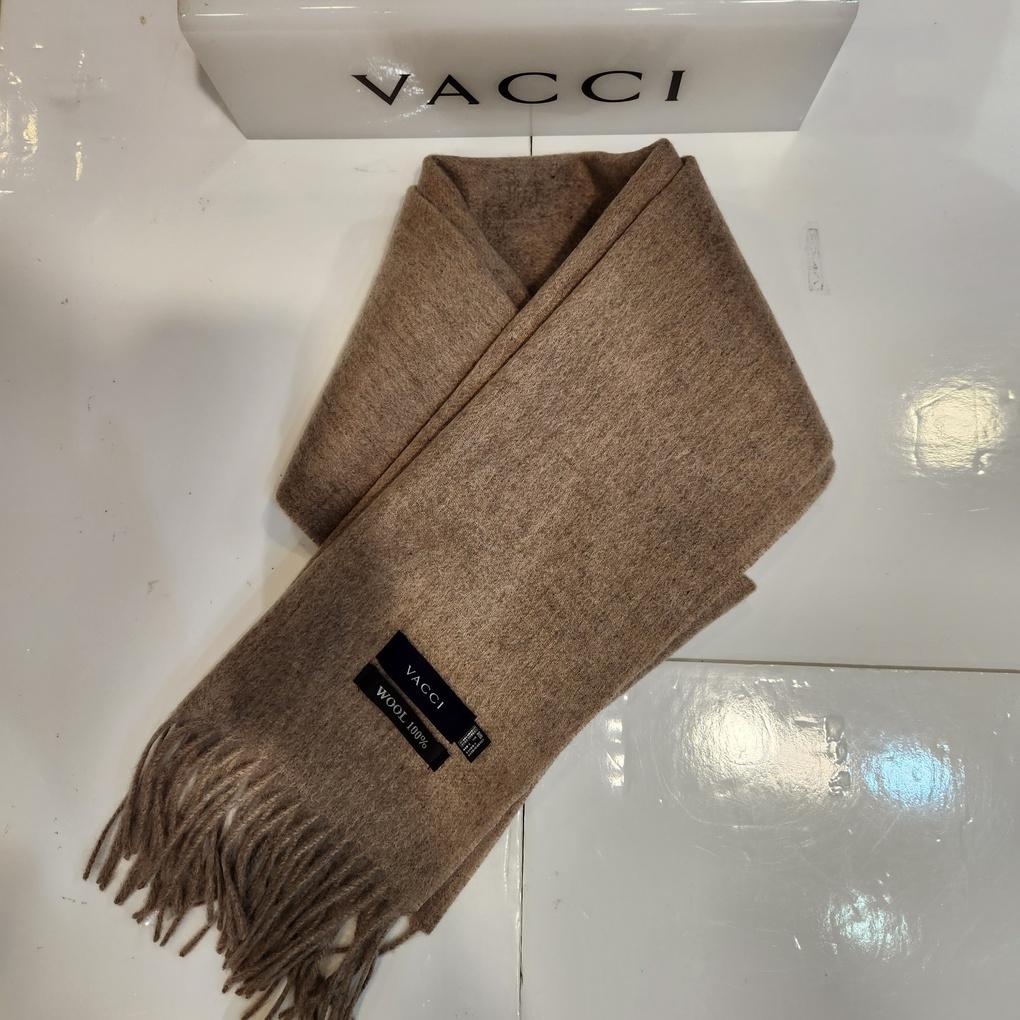 Men's Winter Warm and Cozy 100% Wool Luxury Muffler Brown Beige Plain Long Muffler VM1M4BR116I1-1