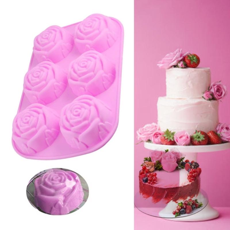 Lebensmittelechtes Silikon Schokoladenform Rosenförmige Kuchenform Kreative Dessertform Praktisches Küchenbackwerkzeug