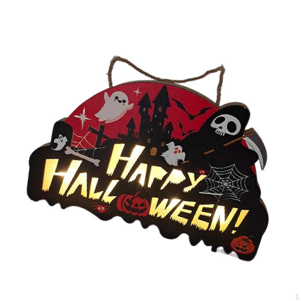 Halloween Hanging Door Sign light, Hanger decor Plaque Front Party Supplies