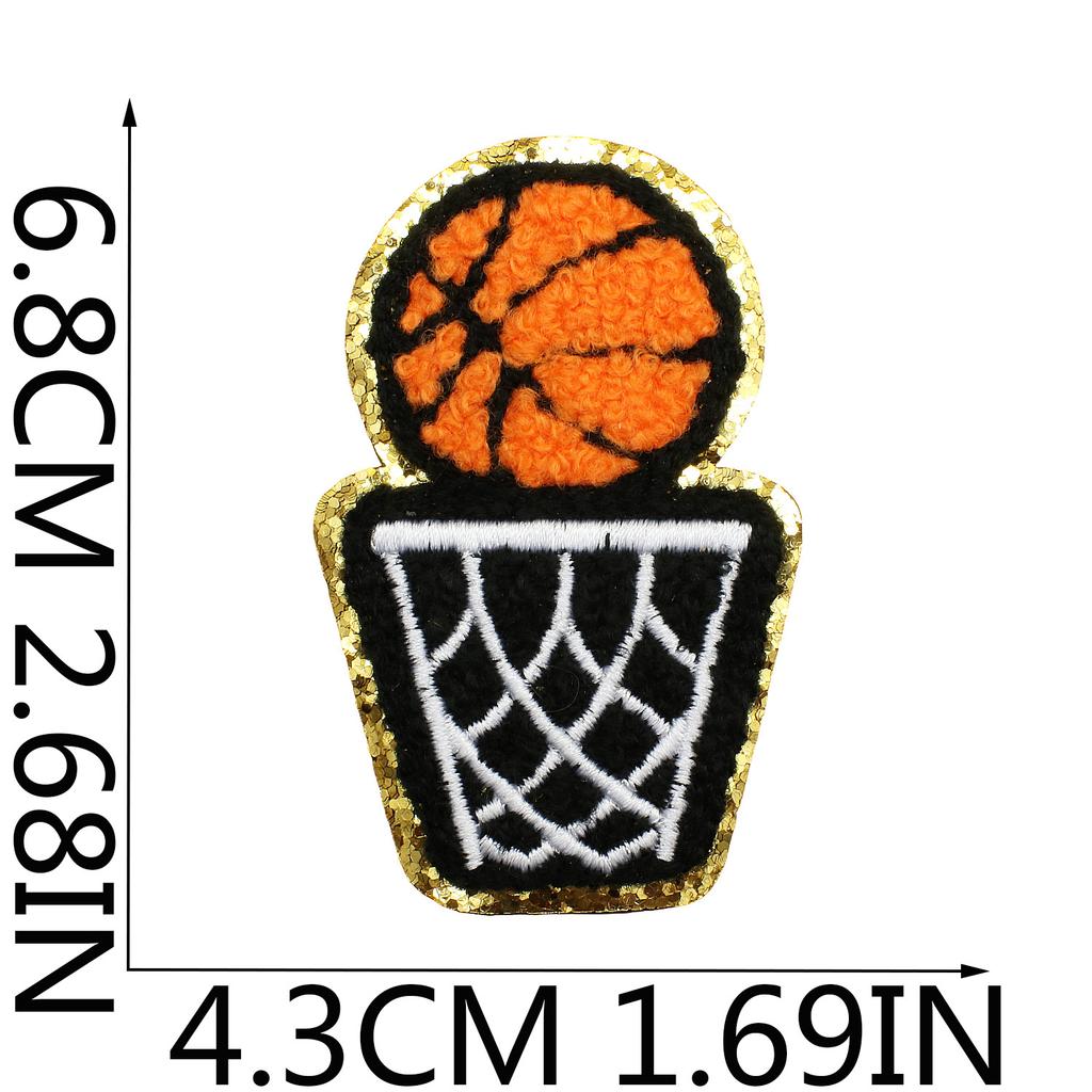 Cartoon Basketball Stickerei Stoff Aufkleber Kinderkleidung Dekorative Flicken Aufkleber Sportball Computer Stickerei Etikett Basketball Stempel Junge