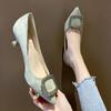 High Heels Women's Spring New Versatile Banquet Black Shoes Light Mouth Medium Heel Single Shoes Women's Thin Heel Pointed Women's Shoes Senior