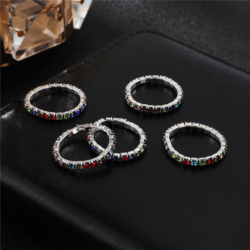 Single Row Rhinestone Ring, Elastic Ring, Diamond-Set Ring, Mixed Batch Elastic Ring