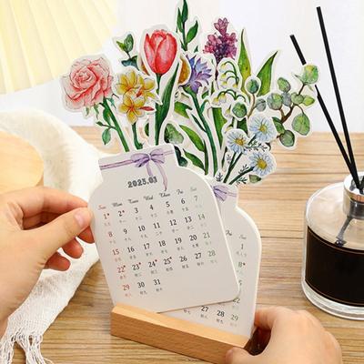 Calendario de escritorio 2024 con base de madera Tipo de tarjeta temática de dibujos animados 12 meses de enero a diciembre de 2024 Calendario de escritorio mensual para oficina en casa y escuela