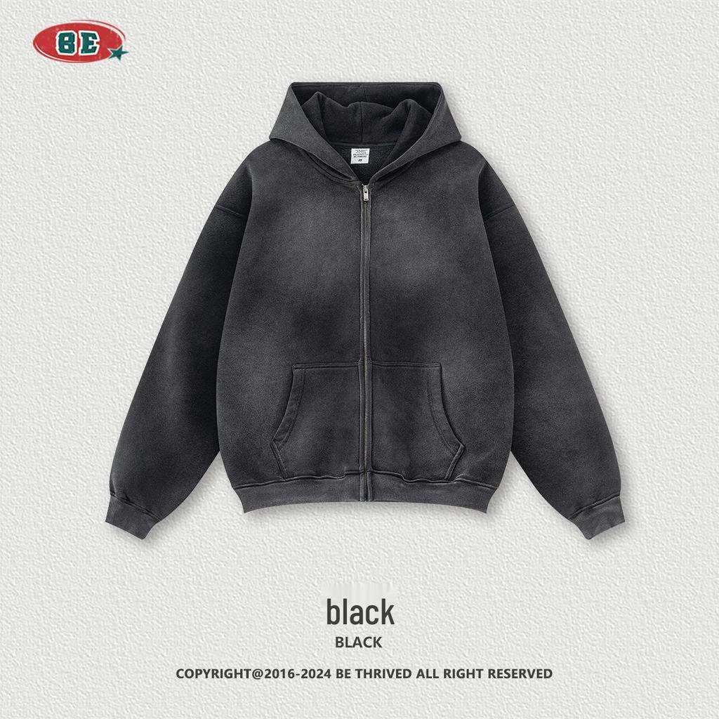 BE Winter 2025 Men's American Trend Plus Velvet Hooded Sweatshirt & Straight Casual Pants Two-Piece Set