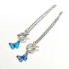 Dreamy Watercolor Blue Butterfly Pendant Silver Chain Bracelet