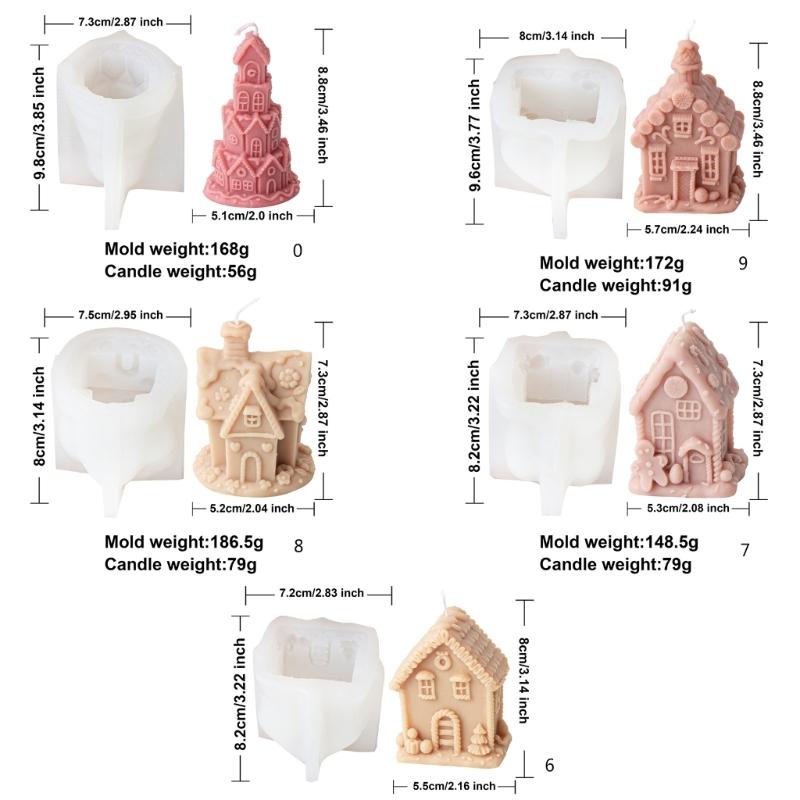 Silicone Moulds House Shape Candle Molds Ornament Christmas House Castings Molds Plaster Molds Epoxy Resin Molds