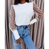 Spring 2026 Lace Sleeve Semi-High Neck Chiffon Blouse