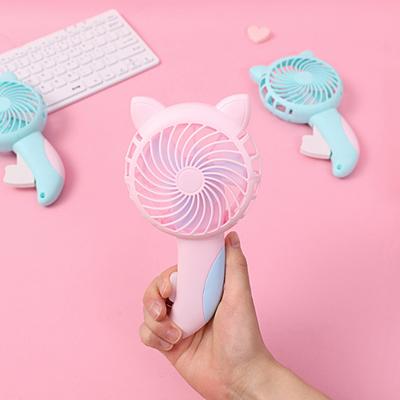 Ventilador de Mão Estudantil Vento Forte Punho Confortável Design de Gato Mini Ventilador de Pressão Manual para Casa