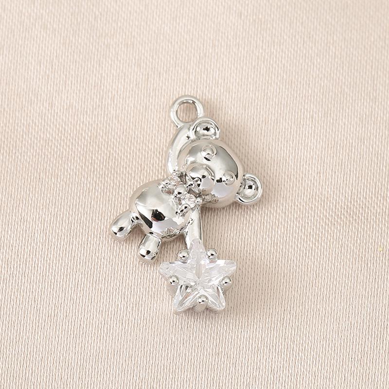 Colorfast 18K Gold Plated Copper Star Bear Zircon Pendant for DIY Jewelry