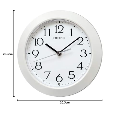 Часы Seiko Настенные часы/Настольные часы, Радиоуправляемые, Аналоговые, Белый перламутр, Размер корпуса: Диаметр 20,3 x 4,4 см, KX241W