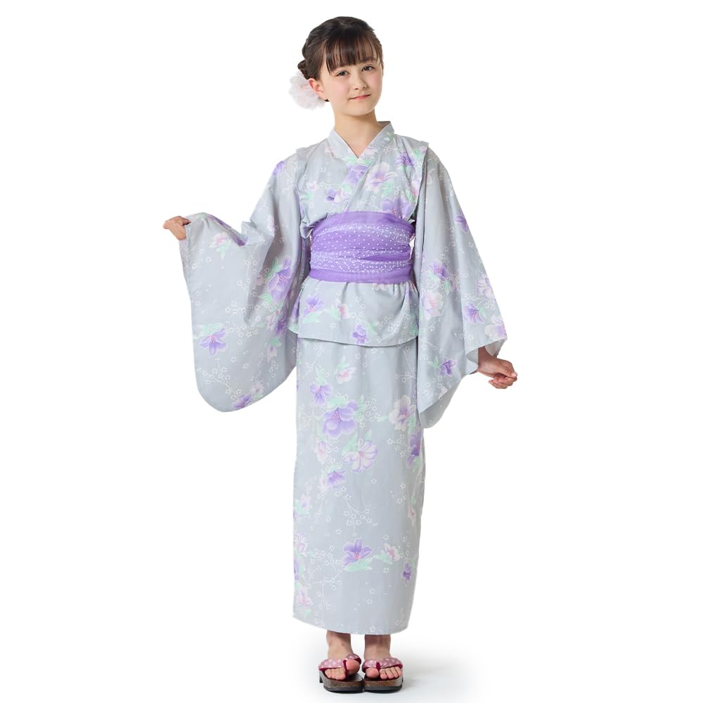 

COLORFUL CANDY STYLE Yukata Sweet Pea for Perfect for Fireworks Festivals and Summer NB701440 Set, 140cm, Gray, Girls, Festivals,