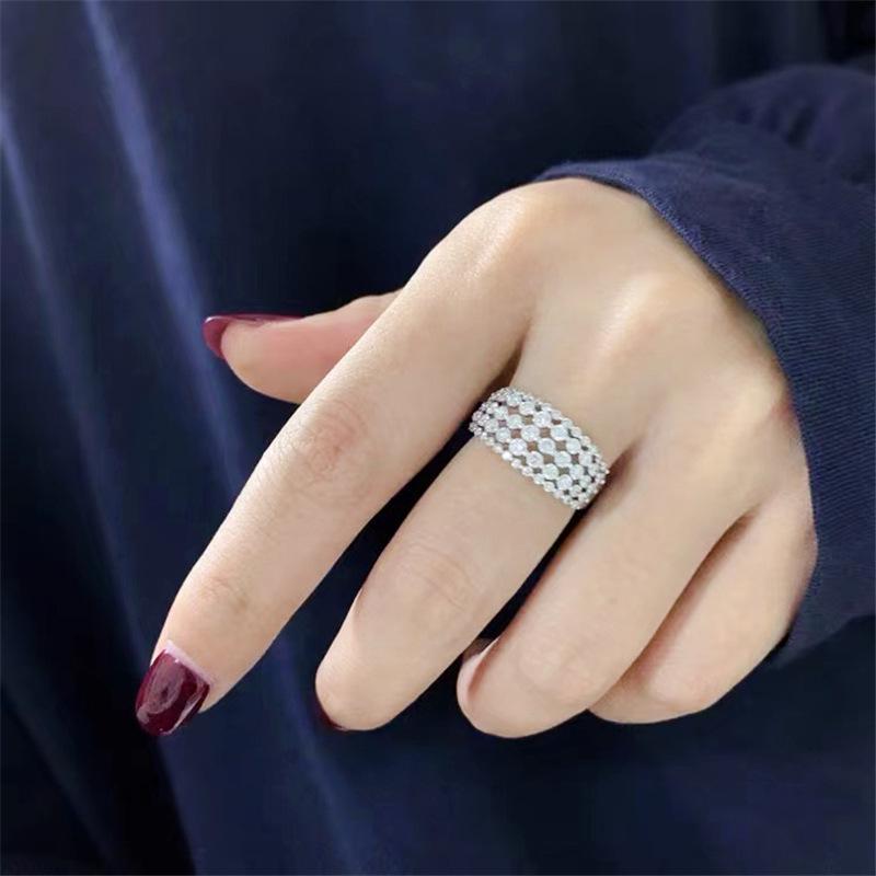 French Romantic Multi-layer Zircon High Carbon Diamond Women's Wedding Ring