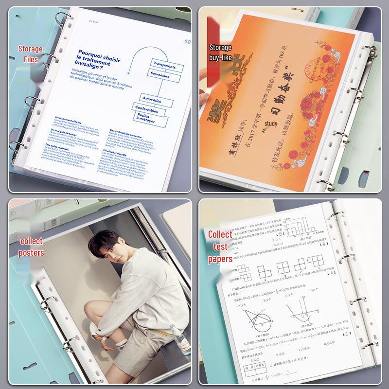 A4 Four-Ring Binder Document Storage Clip Folder