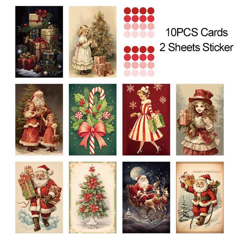 Christmas Cards Festival Holiday Greeting Cards Retro Illustrations Postcard DIY Christmas Scene Background Wall Decorations ZYF
