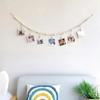 Wall Hanging Picture Holder Wooden Beads Photo Shelf Frame String Rustic Photo Display  Living Room