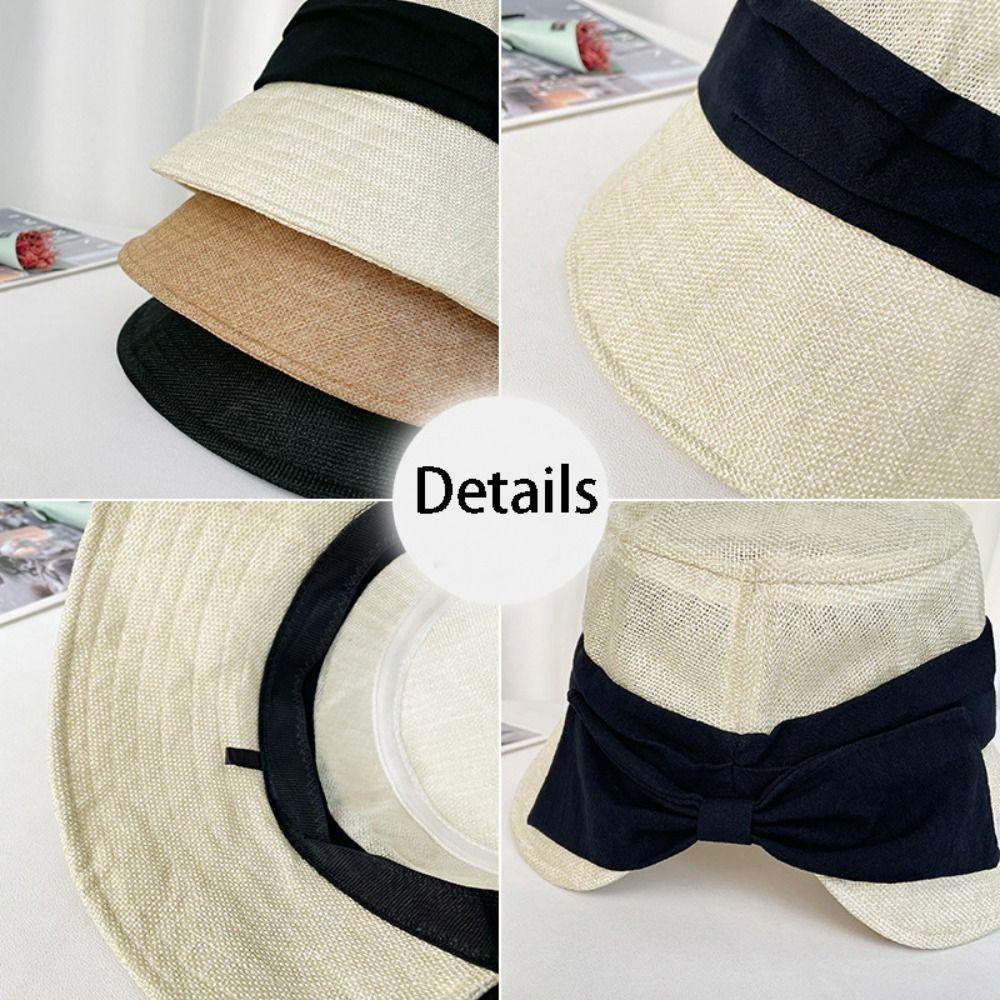 Solid Color Bow Fisherman Hat Bowknot Bucket Hat Fashion Summer Sun Hat Travel
