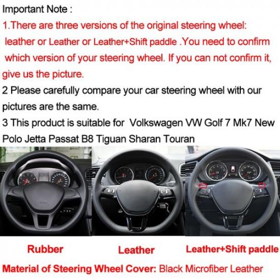 DIY Car Steering Wheel Cover For Volkswagen Golf 7 Polo Passat B8 Touran Tiguan