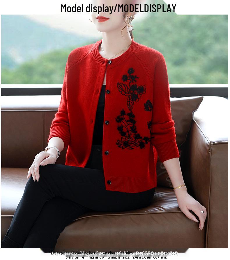 2025 Plus Size Loose Fit Jacquard Knit Cardigan for Women - Spring & Autumn