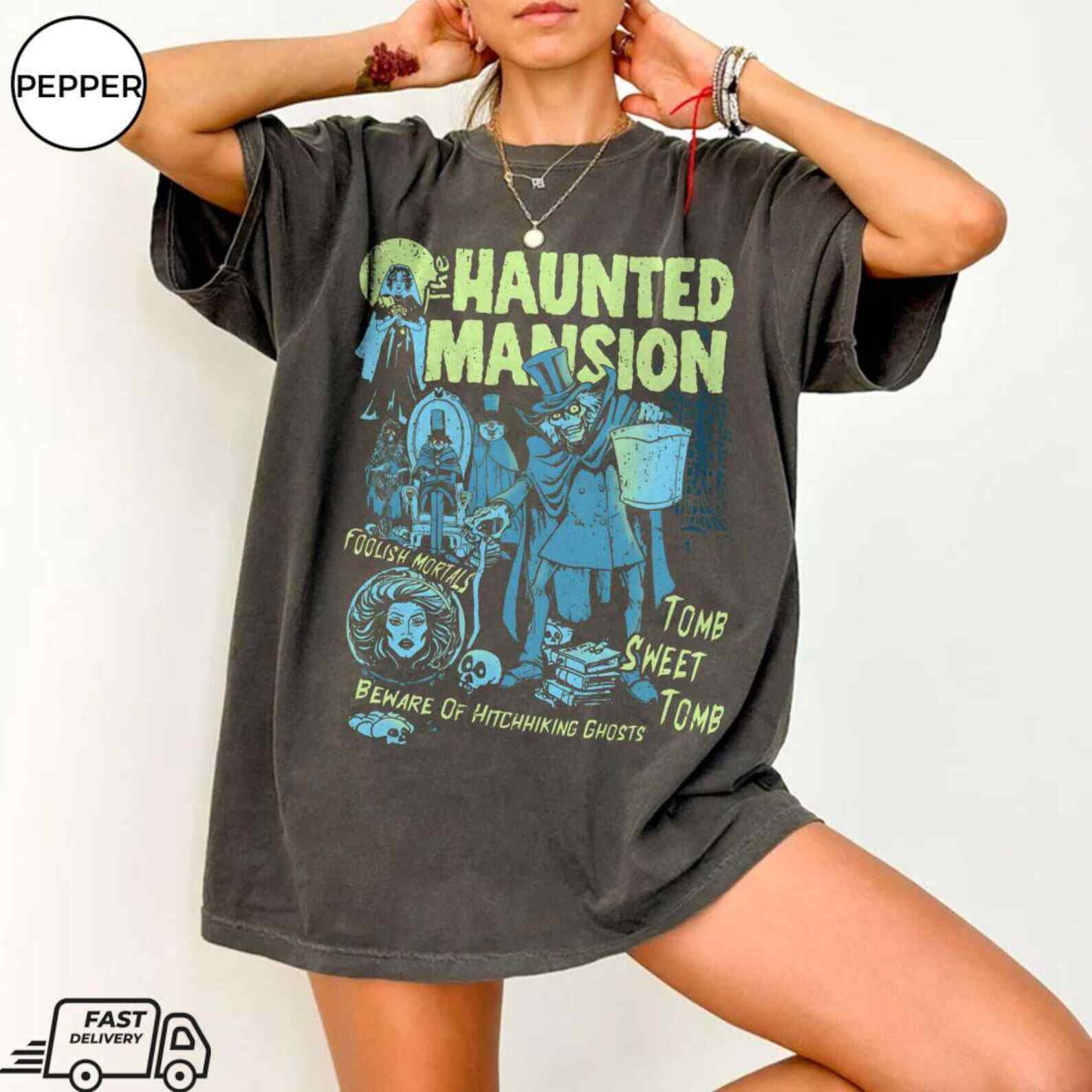 Retro The Haunted Mansion Welcome Foolish Mortals Shirt Vintage Halloween Party XXL