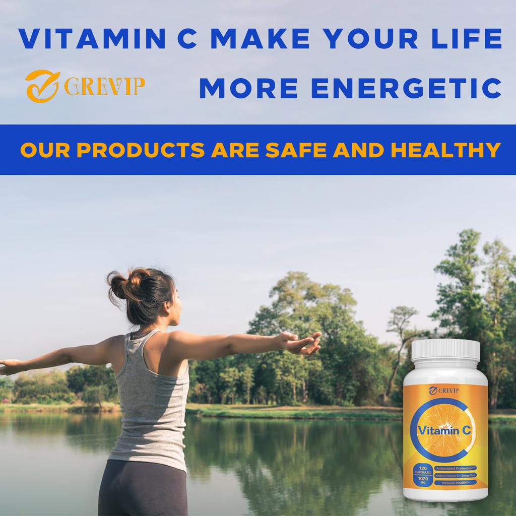 Vitamin C + Zinc Complex Capsules, 1020 Mg Per Serving, High Concentration Ratio, for Adults To Enhance Immunity.