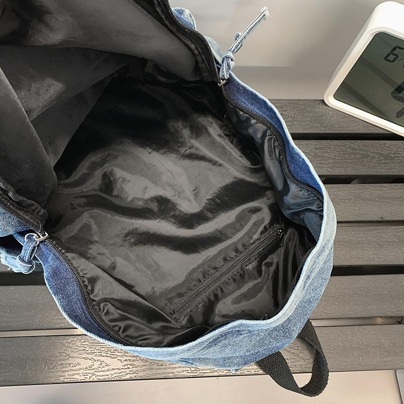 College Style Couple Student Schoolbag Denim Lightweight Backpack