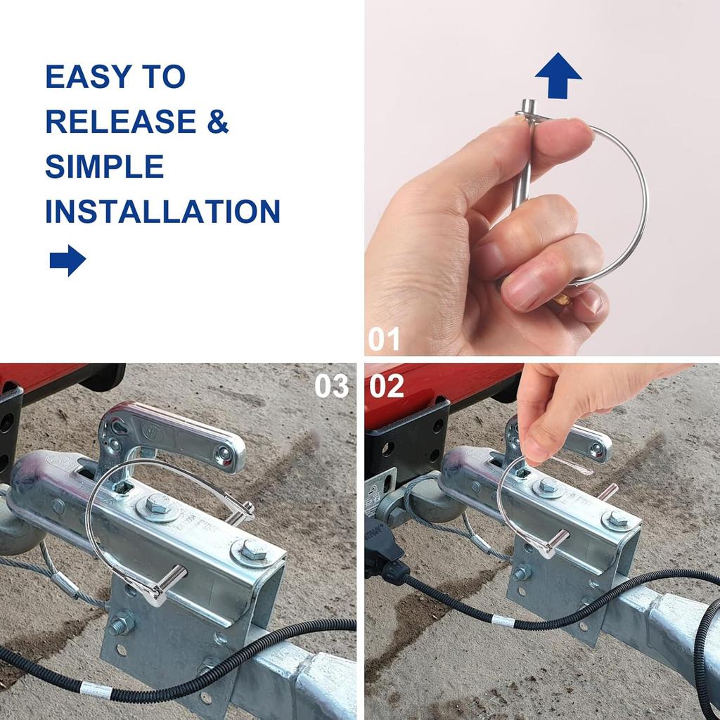 Professional Trailer Hitch Pin 1/4"x3" - Premium Coupler Pin for Farm, Lawn & Hitches, Heavy-Duty Steel Construction