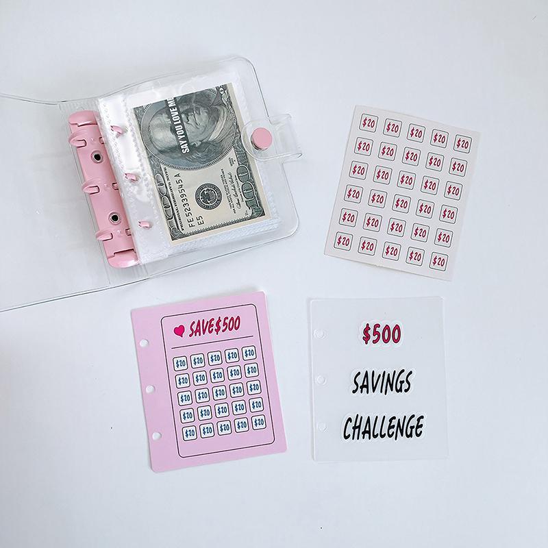 Pvc $1000 Pengesparing Utfordring Permknapplukking Mini Budsjettperm Konvoluttspareutfordringer Bok Holdbar bærbar