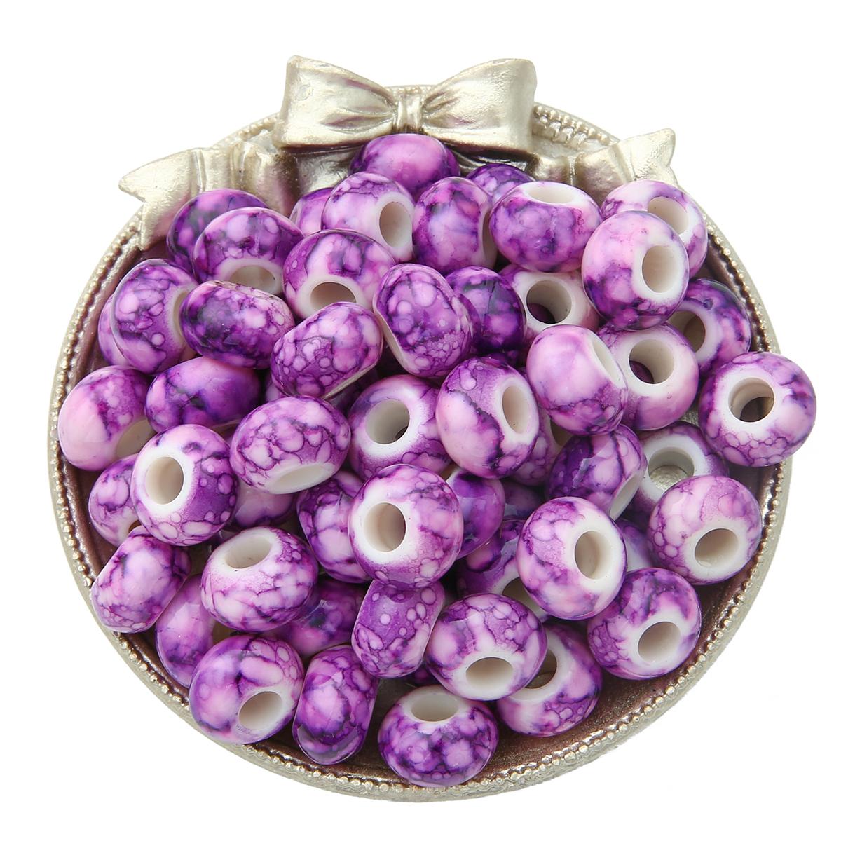 

30 шт. 15x9 мм акриловые бусины в форме цветка с большим отверстием, сплюснутые бусины в форме колеса, свободные бусины-разделители для изготовления ювелирных изделий фиолетовый