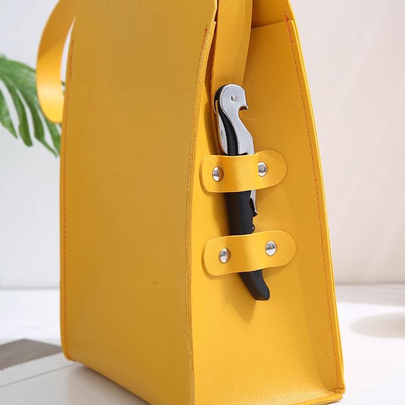 2024 Luxury Pu Leather Red Wine Packing Bag with Handles Reusable Wine Carriers Handbag Gift Champagne Two Bottle Packaging Bag