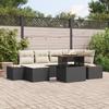 VidaXL 7-Piece Garden Dining Set with Cushions Black Poly Rattan and Acacia 3350084