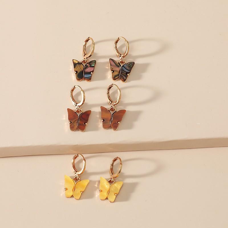 Trendy Multicolor Butterfly Shell 3-Piece Earring Set