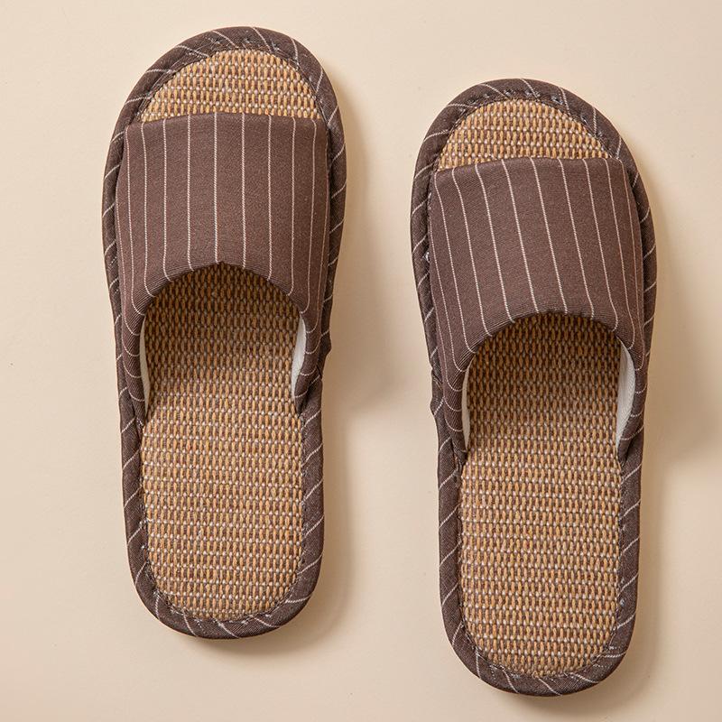 Linen breathable slippers women's four seasons indoor home non-slip deodorant silent soft bottom couple household floor mopping men