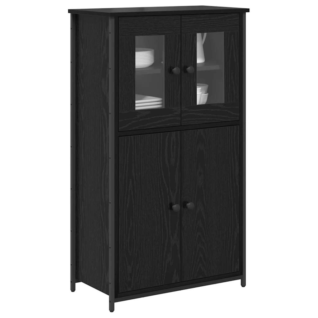 Highboard in Black Oak Look 62 x 32 x 106.5 cm Particleboard