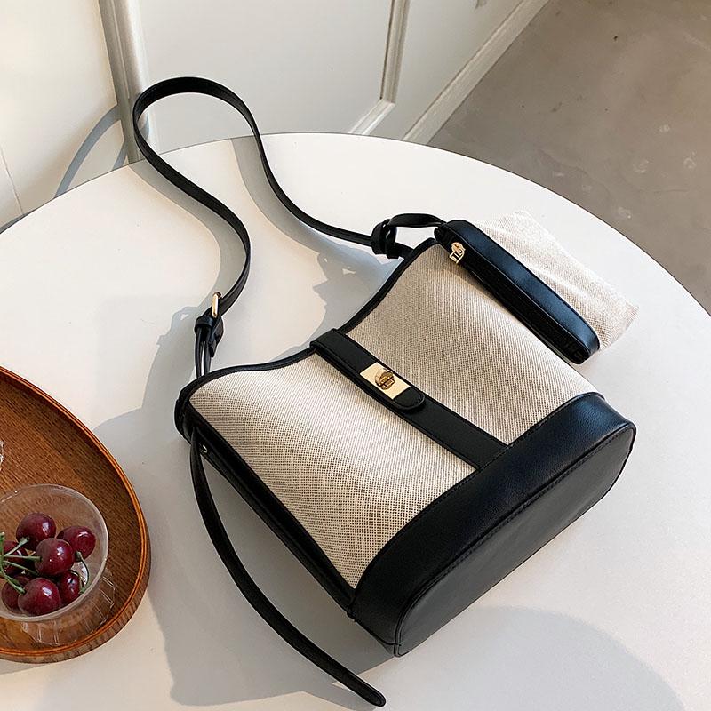 Influencer 2025 Women s Canvas Crossbody Bucket Bag - Large Capacity, Summer Fashion чёрный