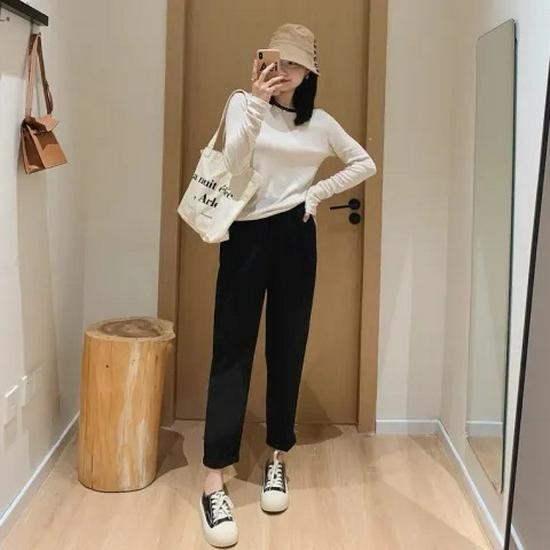 Women's Summer Slim Tencel Carrot Pants - Elastic Waist, Tapered, Nine-Point Harem Style