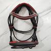 Beautiful Leather Designer Stone Crystal Brow-Band with Red Padding Dressage Bridle for Horse