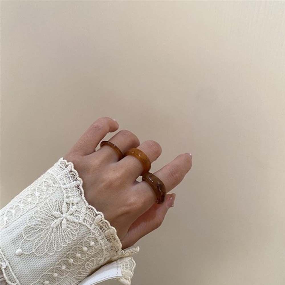 Cool Transparent Retro Resin Geometric Acrylic Women Open Ring Fashion Jewelry Korean Style Ring